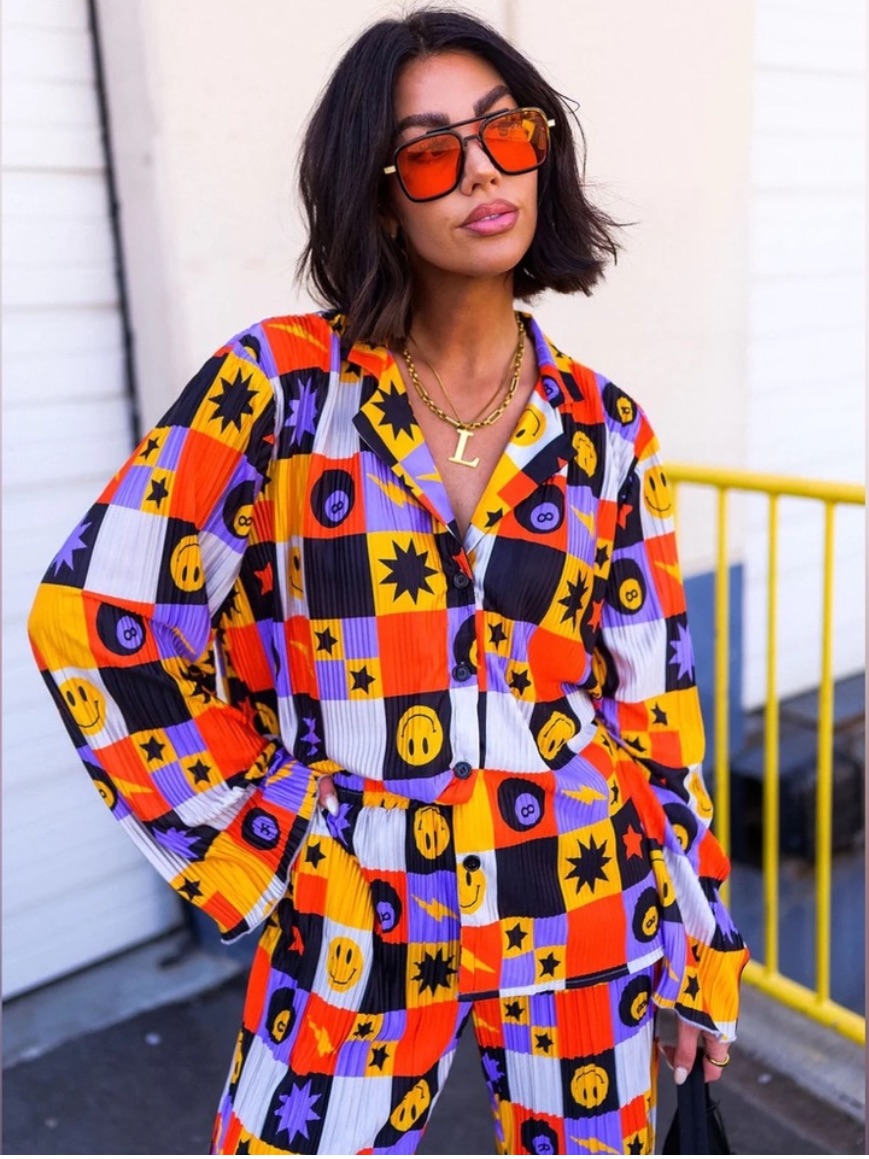 Dressed In Lala Long Sleeve Pliss Set In Not Made To Be Subtle - M — image 2 of 8